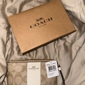 Coach Tan and Cream Wristlet